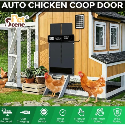 Chicken Coop Auto Door Opener Automatic Solar Power Timer Light Sensor Hen House