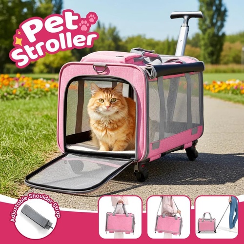 Pet Dog Crate Cat Carrier Stroller Puppy Travel Cage Trolley Rolling Soft Bag