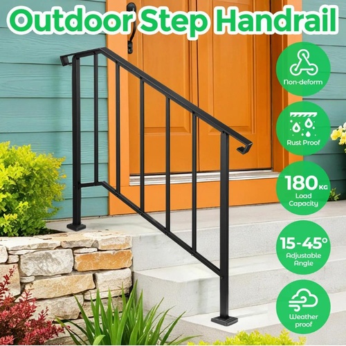 OGL Stair Handrail Railings 3-4 Steps Adjustable Porch Safety Guard Hand Rails