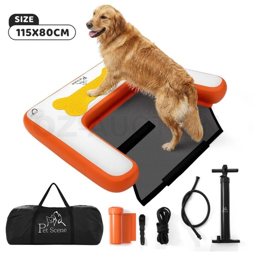 Inflatable Dog Pool Ramp Bed Pet Steps Ladder Floating Plank Boat Dock Water