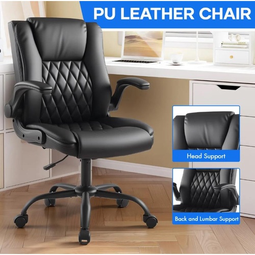 Ergonomic Office Chair Comfortable Executive Computer Desk Swivel Recliner Black