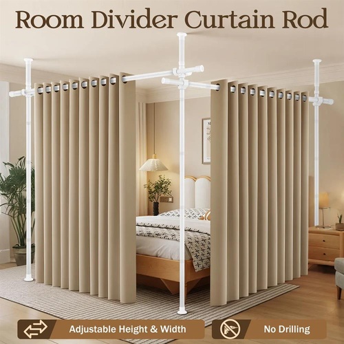 Room Divider Curtain Rod Tension Adjustable Wall Partition Privacy Separation