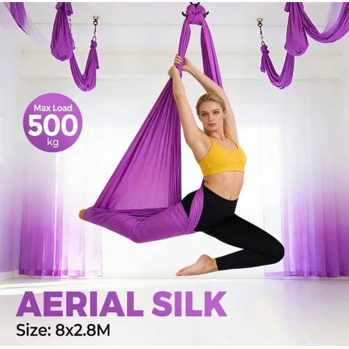 8x2.8m Aerial Silk Yoga Swing Hammock Inversion Exercise Fly Gymnastics Training