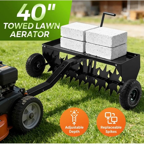 Tow Behind Lawn Aerator 102cm Tractor Pull Grass Soil Penetrator Loosener Steel
