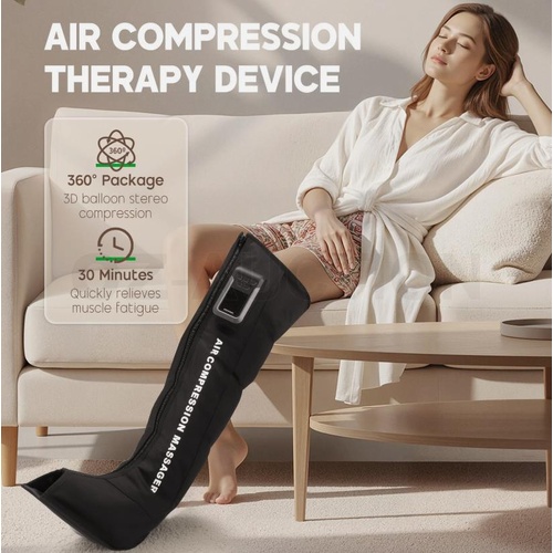 Foot Leg Massager 360° Wrap 3D Airbag Calf Thigh Air Compression 4 Massage Mode