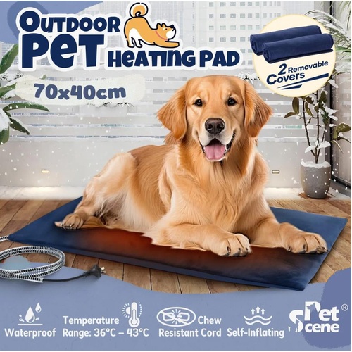 Pet Heating Pad Heated Cat Dog Bed Outdoor Warmer Blanket Self Inflating 70x40cm