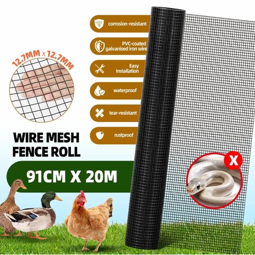 Welded Wire Mesh Fence Roll 20m Hardware Cloth Galvanised Chicken Coop Fencing