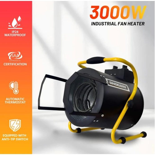 Electric Fan Heater Industrial Portable Standing Workshop Carpet Dryer 3000W SAA