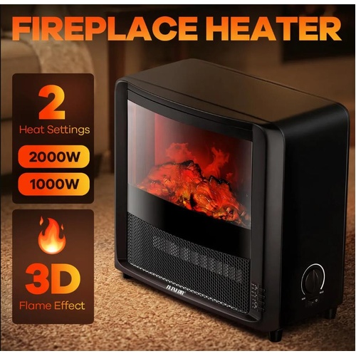 Maxkon Electric Fireplace 2000W Fire Heater 3D Flame Adjustable Energy Efficient