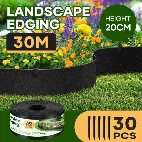Maxkon 30mx20cm Garden Edging Lawn Border Landscape Edge DIY Fence Barrier Kit