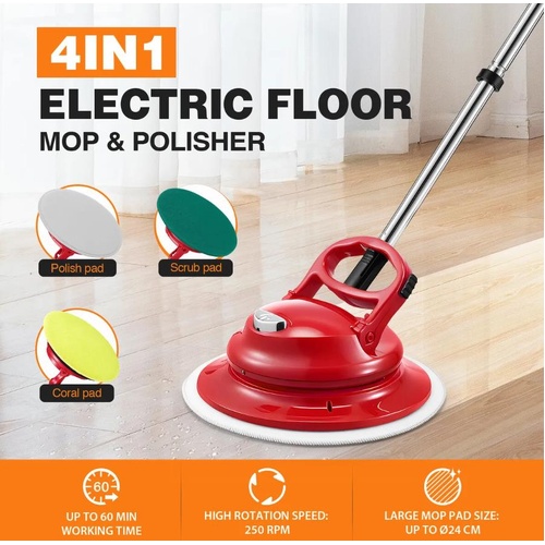Floor Spin Mop Cleaner 4In1 Electric Cordless Scrubber Polisher Washer Hard Wood