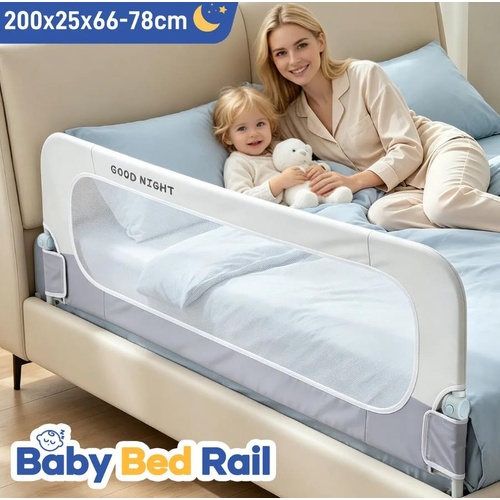 Bed Rail for Toddlers 200cm Kids Safety Guard Swing Down Child Railing Protector