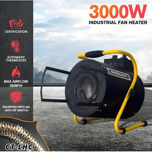 3000W Electric Fan Heater 2 in 1 Industrial Portable Hot Air Blower Carpet Dryer