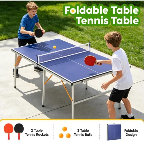 180cm Foldable Table Tennis Table Portable Ping Pong Play Set Indoor Outdoor
