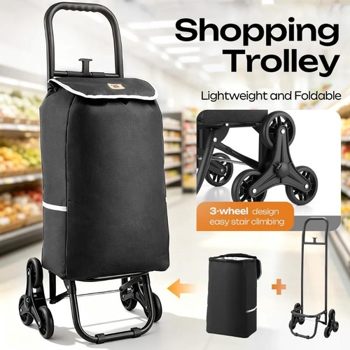 2 in 1 Shopping Trolley Stair Climbing Wheels Foldable Grocery Bag Cart Dolly