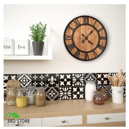 Vintage Wall Clock with Quartz Movement Wood and Metal 60cm XXL Time vidaXL