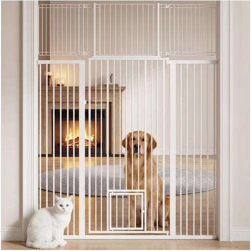 Advwin 180cm Extra Tall Pet Safety Gate with Small Cat Door