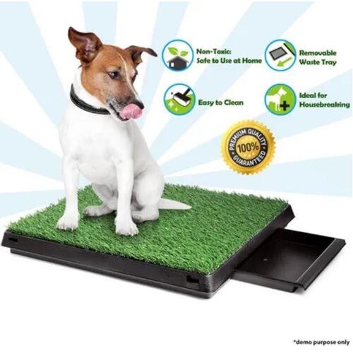 Pet Toilet Mat Potty Dog Portable Training w/Grass Mat Pad Loo Tray Large Indoor