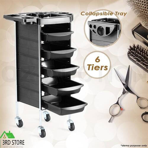 Beauty Spa Hairdresser Coloring Hair Salon Trolley Rolling Storage Cart 6 Tier