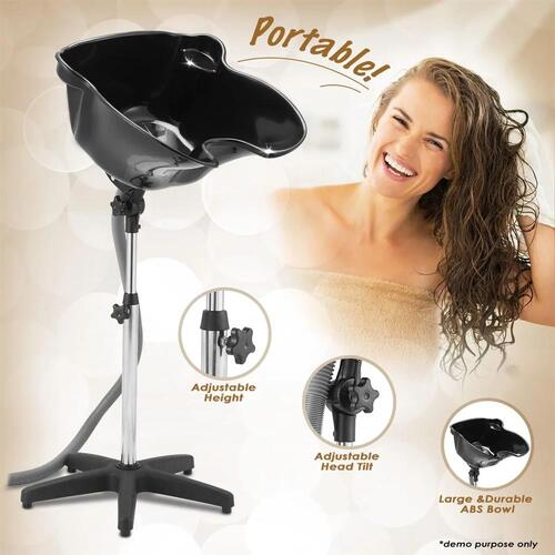 Large Mobile Portable Salon Hair Washing Basin High Gloss Bowl Drain Shampoo
