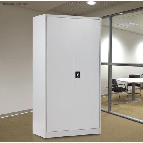Metal Locker Steel Stationary Cupboard Filing File Storage Cabinet 185cm GR WH