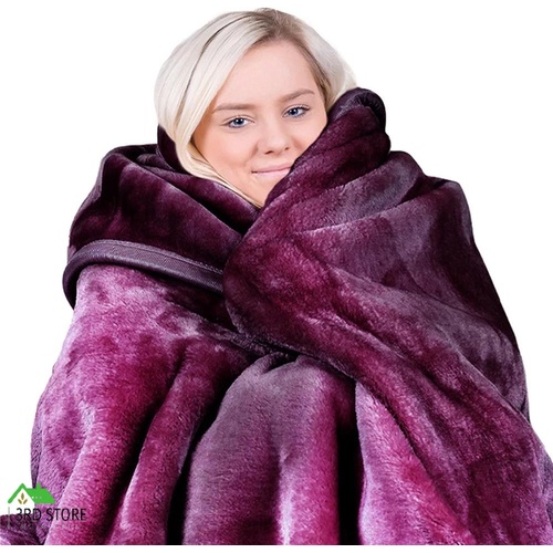 800GSM Faux Mink Blanket Double Sided Queen Soft Plush Bed Throw Rug 220 x 240cm
