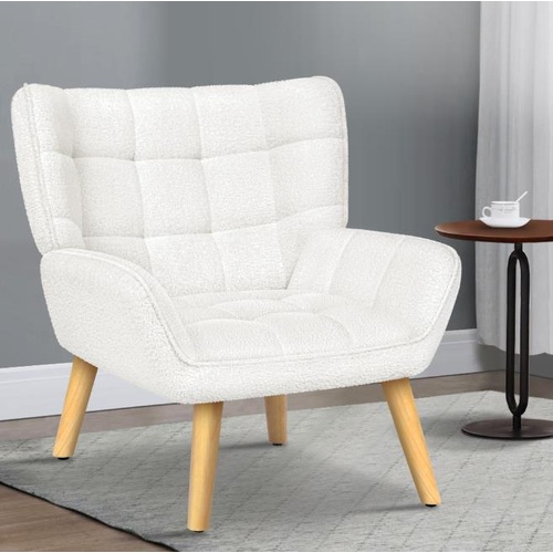 ALFORDSON Armchair Accent Chair Upholstered Lounge Sofa Tub Couch Boucle White