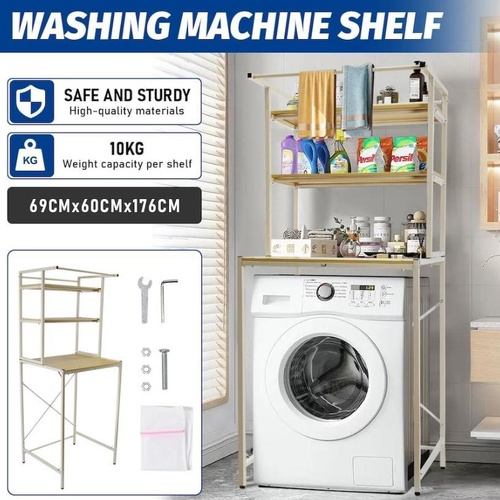 Heavy Duty Metal 3-Tier Over Washing Machine Storage Rack Shelf Organizer Stand