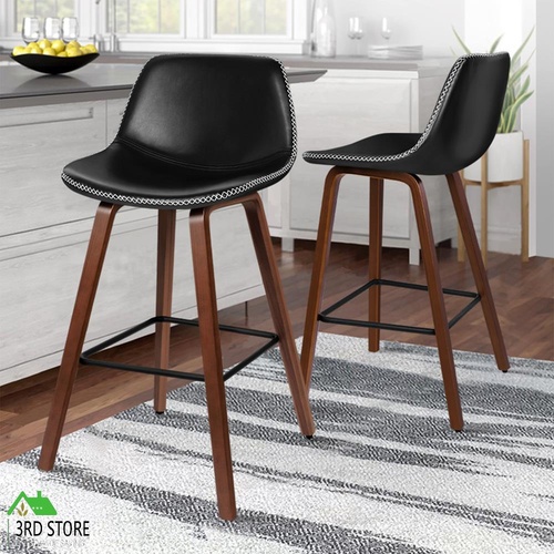ALFORDSON 2x Wooden Bar Stools Noah Kitchen Dining Chair Vintage Retro Black