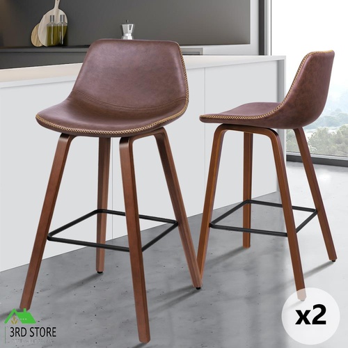 ALFORDSON 2x Wooden Bar Stools Noah Kitchen Dining Chair Vintage Retro COFFEE