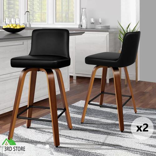 ALFORDSON 2x Swivel Bar Stools Bailey Kitchen Wooden Dining Chair ALL BLACK