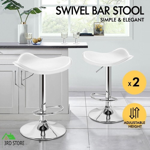 RETURNs ALFORDSON 2x Bar Stools Portia Kitchen Swivel Chair Leather Gas Lift WHITE