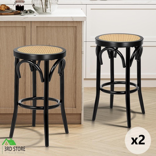 ALFORDSON 2x Bar Stools Kitchen Vintage Chair Rattan Mesh Seat Renata Black