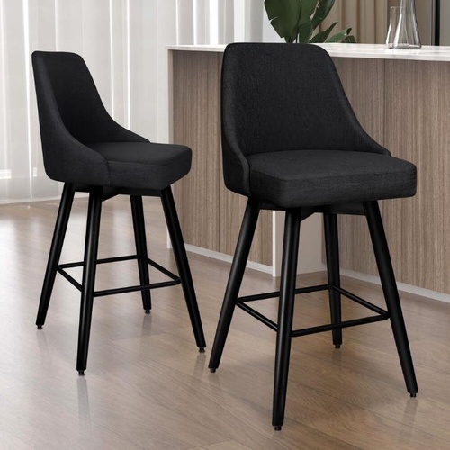 ALFORDSON 2x Swivel Bar Stools Kitchen Dining Chair Cafe Metal All Black