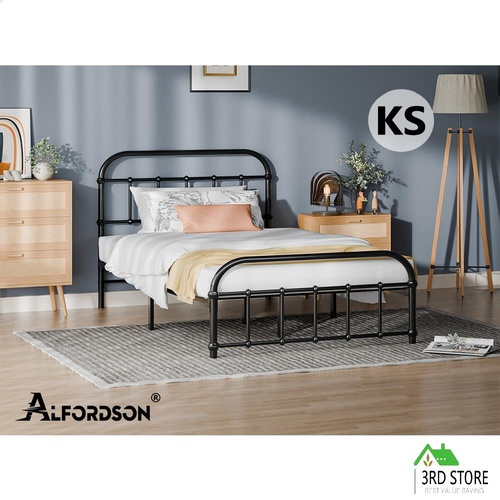 ALFORDSON Metal Bed Frame King Single Size Mattress Base Industrial Platform BK