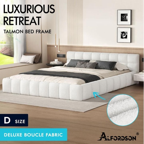 ALFORDSON Bed Frame Queen Double King Single Size Tufted Headboard Boucle Velvet