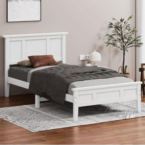 ALFORDSON Bed Frame Wooden Timber King Single Size Mattress Base Platform White