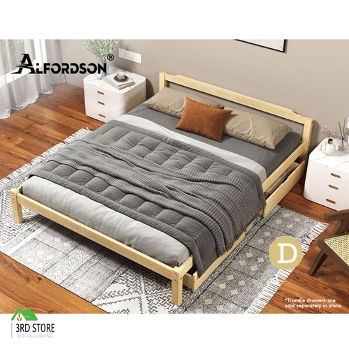 ALFORDSON Bed Frame Wooden Timber Double Size Mattress Base Platform Beatrix Oak