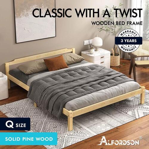 ALFORDSON Bed Frame Wooden Timber Queen Size Mattress Base Platform Beatrix Oak
