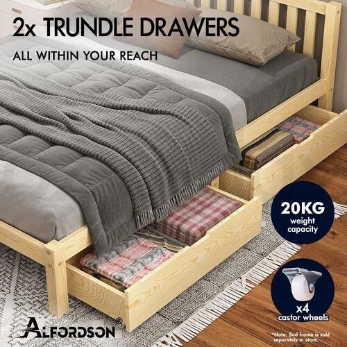ALFORDSON 2x Storage Drawers Trundle for Wooden Bed Frame Base Timber Oak