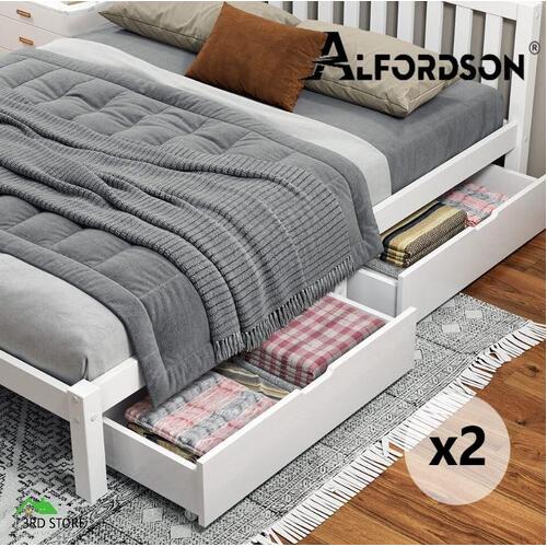 ALFORDSON 2x Storage Drawers Trundle for Wooden Bed Frame Base Timber White