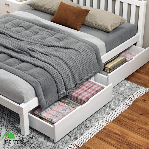 ALFORDSON 2x Storage Drawers Trundle for Wooden Bed Frame Base Timber White