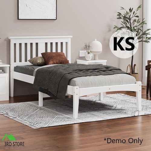 ALFORDSON Bed Frame Wooden Timber King Single Mattress Base Platform White ELGIN
