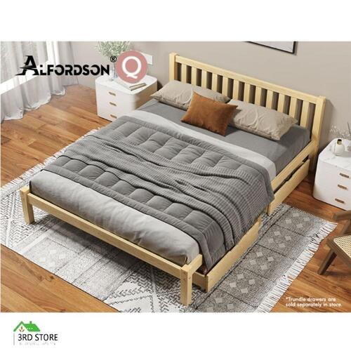 ALFORDSON Bed Frame Wooden Timber Queen Size Mattress Base Platform Fenella Oak