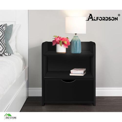 ALFORDSON Bedside Table Nightstand Storage Cabinet Side End Drawers Black