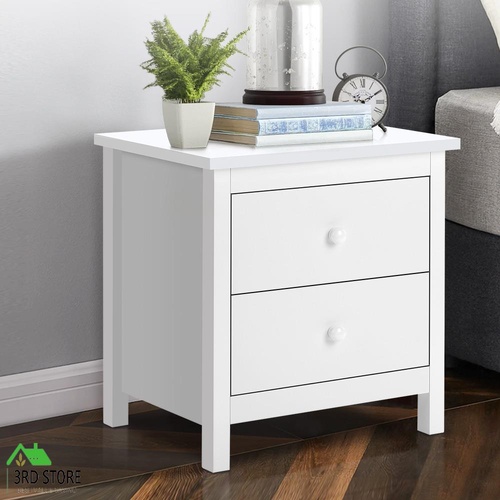 ALFORDSON Bedside Table Hamptons Nightstand Storage Side End 2 Drawers White
