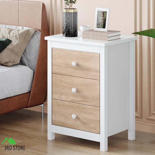 ALFORDSON Bedside Table Hamptons Nightstand Storage Side End 3 Drawers Oak