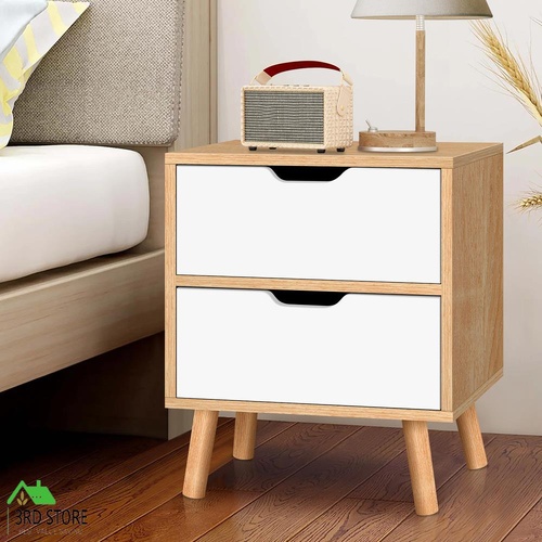ALFORDSON Bedside Table Nightstand Side End Table 2 Storage Drawers Oak