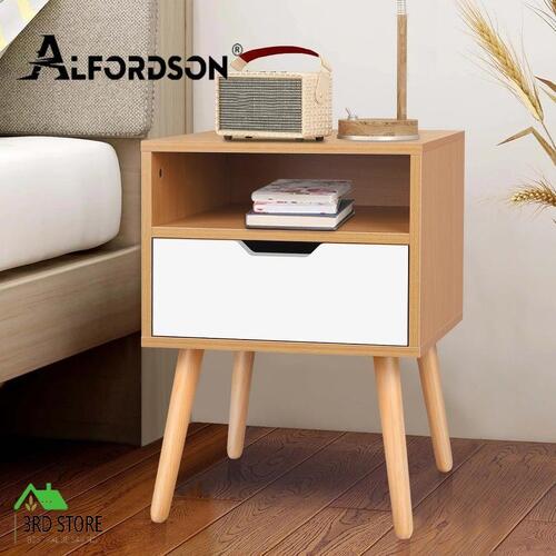 ALFORDSON Bedside Table Nightstand Side Storage Cabinet Scandinavian White