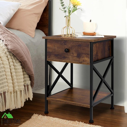 ALFORDSON Bedside Table Retro Wooden Nightstand Vintage Storage Side Cabinet